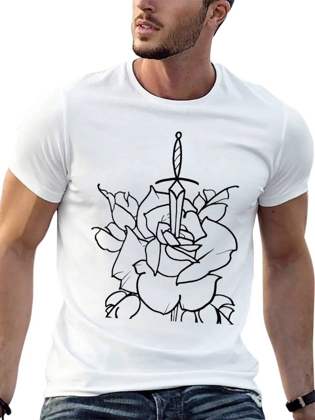 Black Rose and Sword Graphic Tee - Edgy Style product image 12