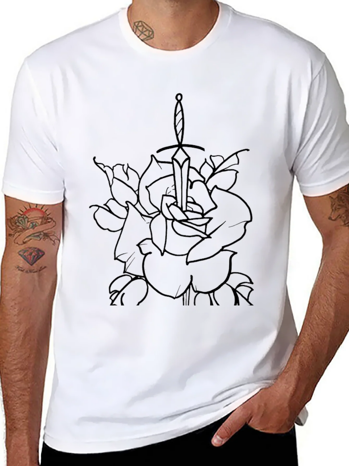 Black Rose and Sword Graphic Tee - Edgy Style product image 7