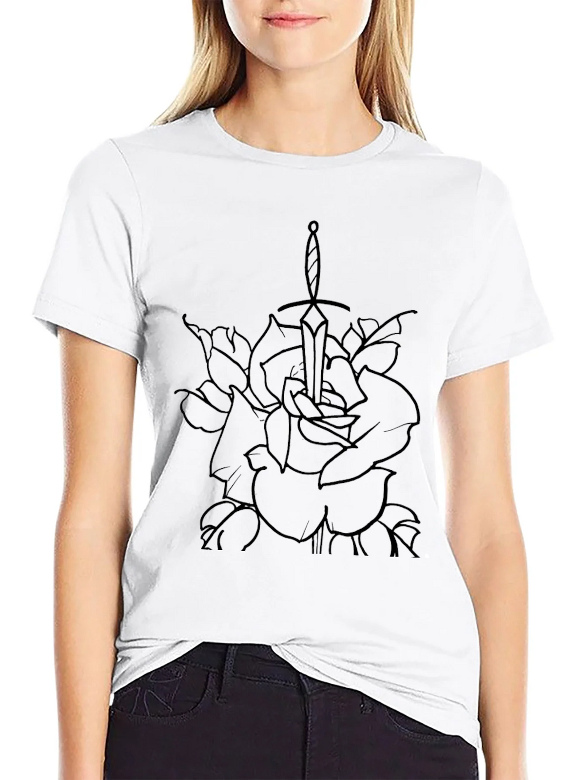 Black Rose and Sword Graphic Tee - Edgy Style product image 8