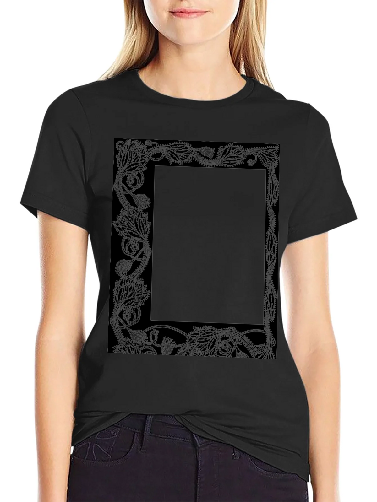 Floral Border Graphic Tee - Black product image 2