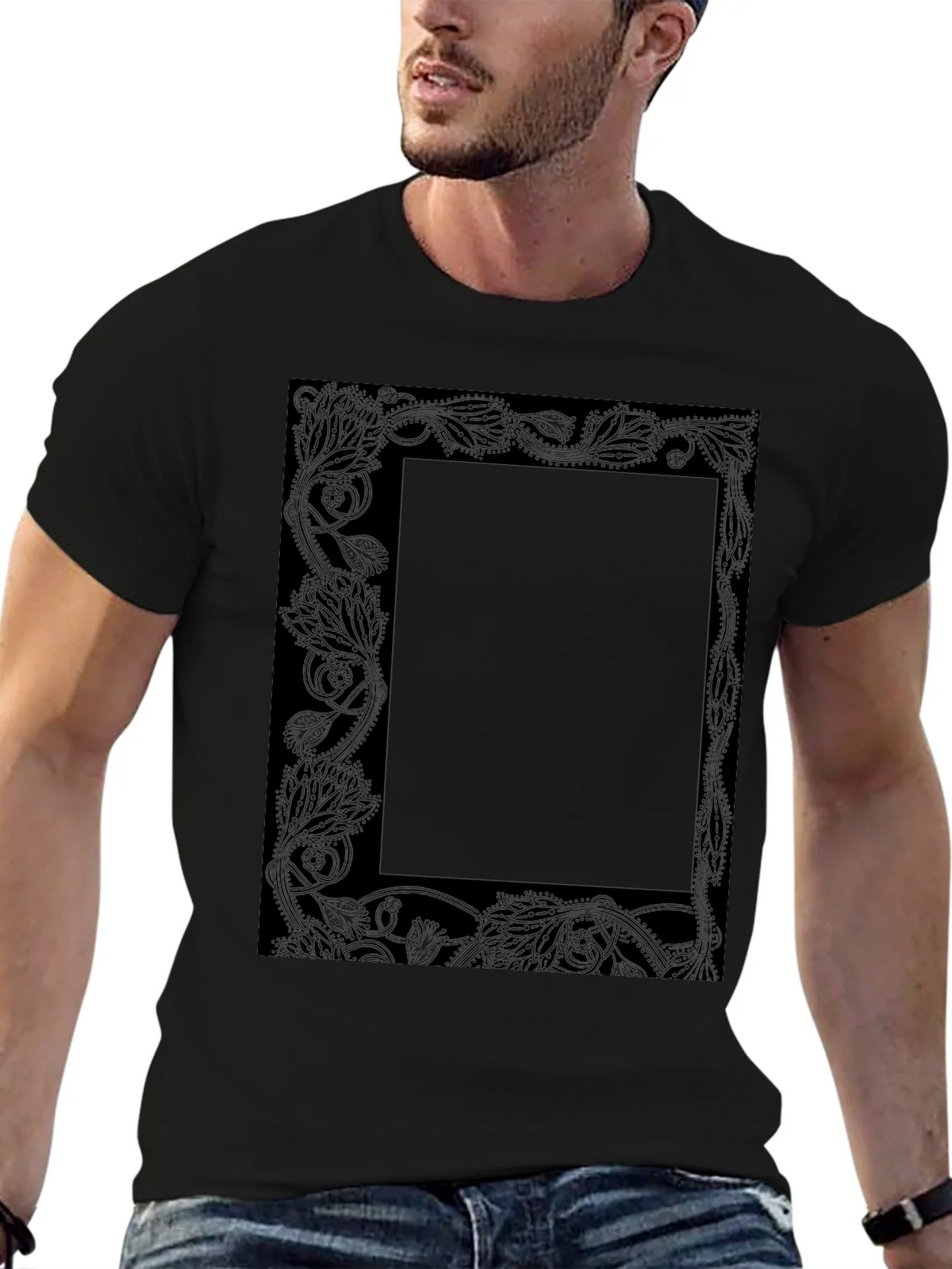 Floral Border Graphic Tee - Black product image 6