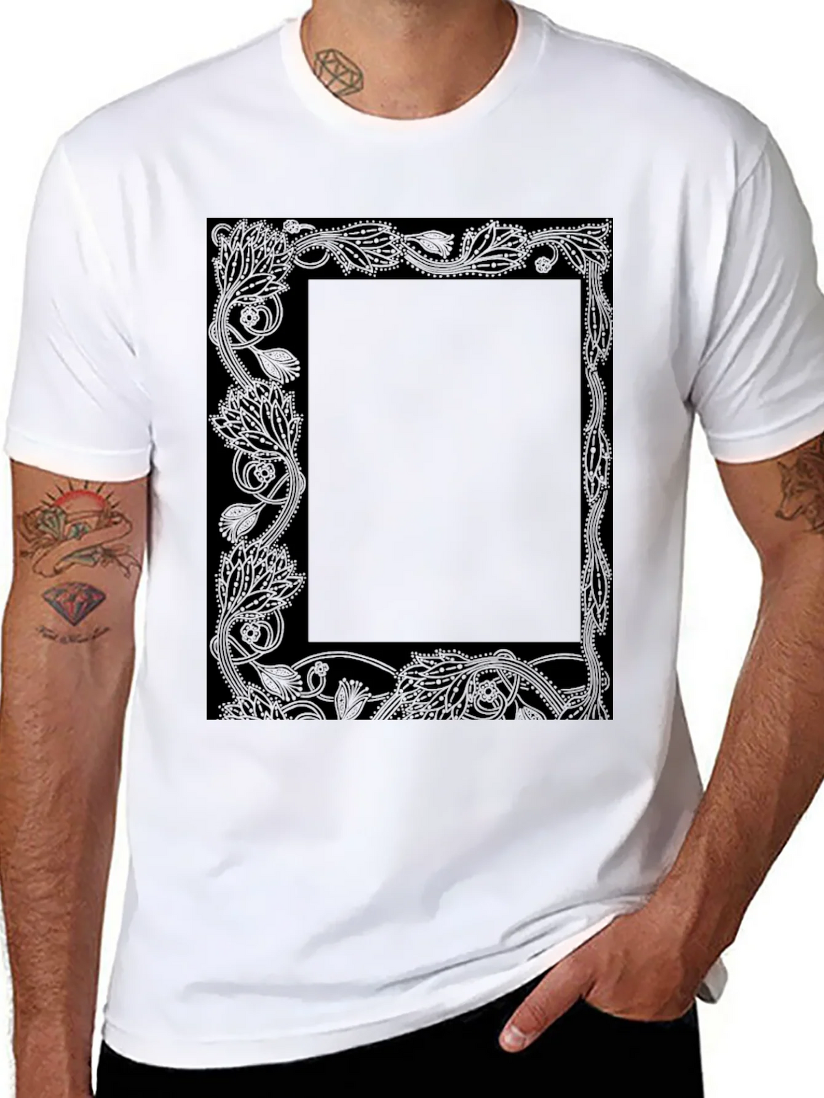 Floral Border Graphic Tee - Black product image 7