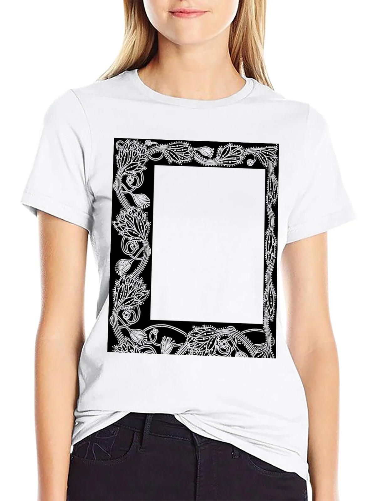 Floral Border Graphic Tee - Black product image 8