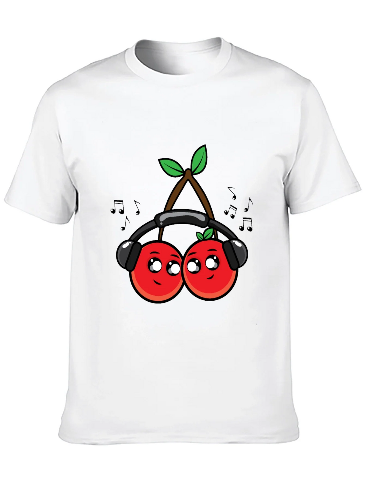 Cute Cherries Music Lover Black T-Shirt product image 4
