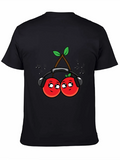 Cute Cherries Music Lover Black T-Shirt product image 1