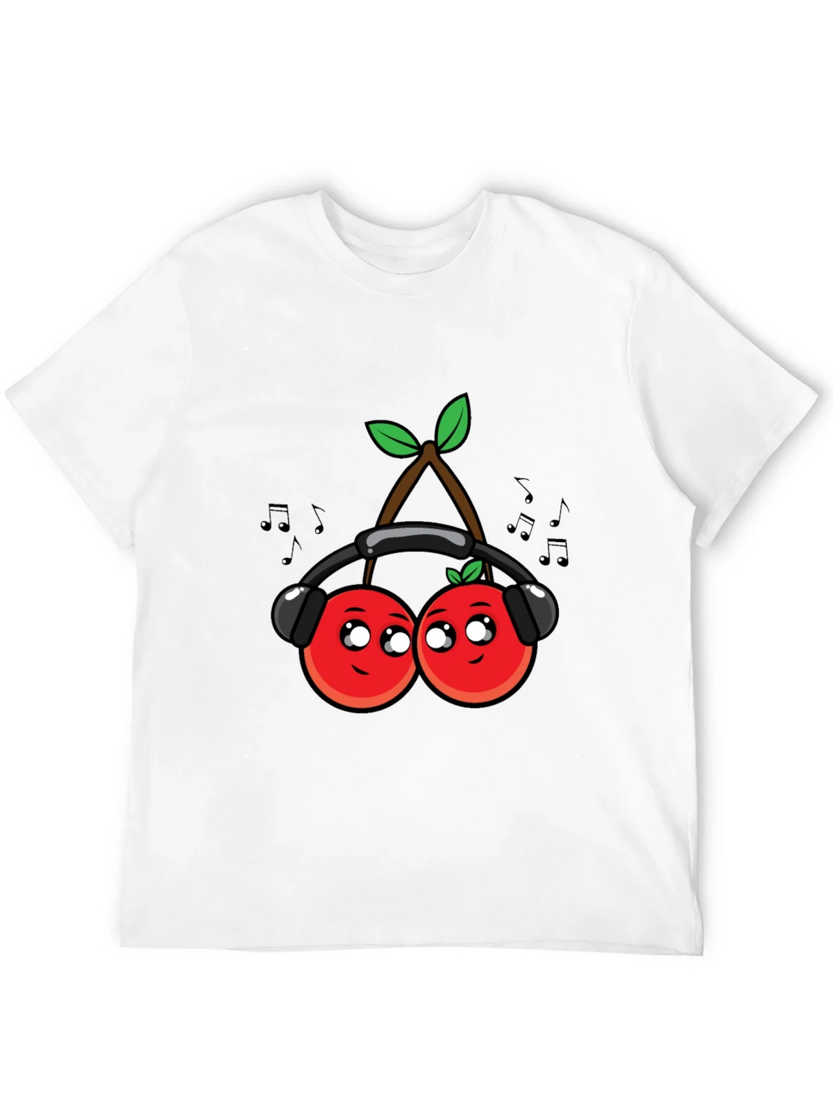 Cute Cherries Music Lover Black T-Shirt product image 5