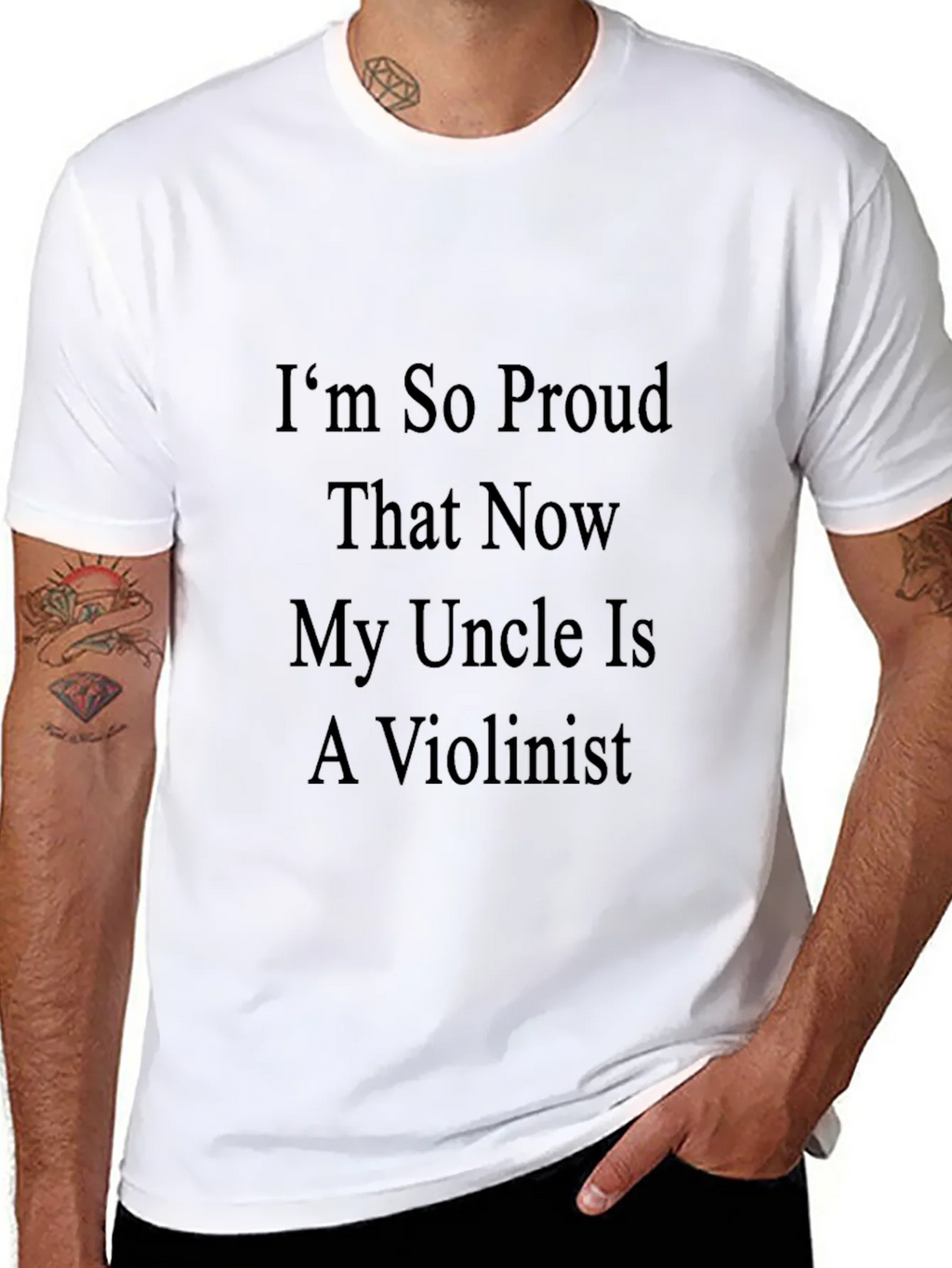 Proud Violinist Uncle Graphic Tee - Black Cotton T-Shirt product image 7