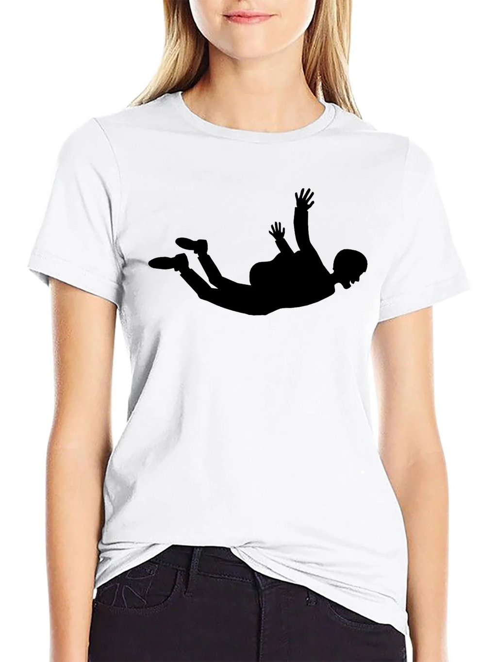 Skydiving Silhouette Graphic Tee - Black Casual T-Shirt product image 8