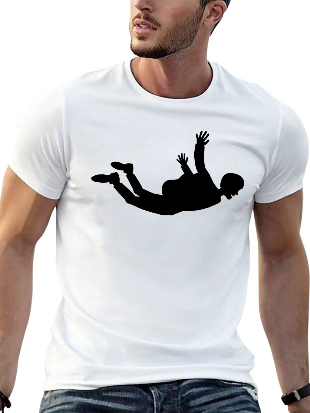 Skydiving Silhouette Graphic Tee - Black Casual T-Shirt product image 12