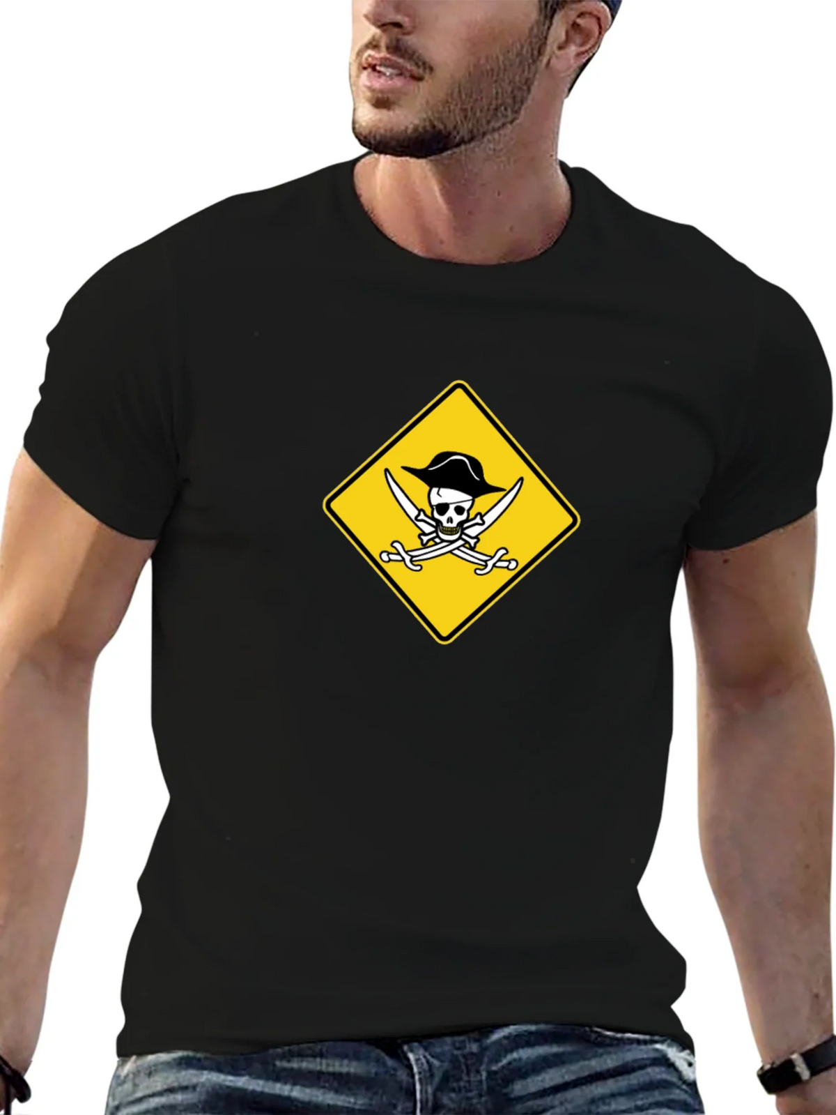 Pirate Skull & Swords Graphic Black T-Shirt product image 6