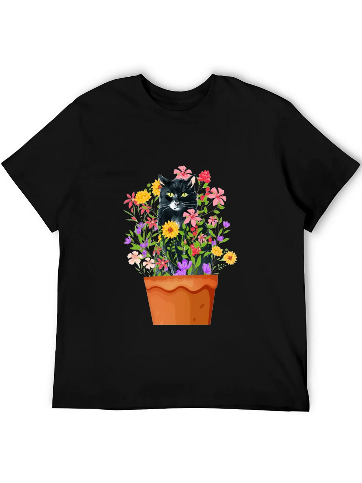 Cat in Flowerpot Graphic Tee product image 5