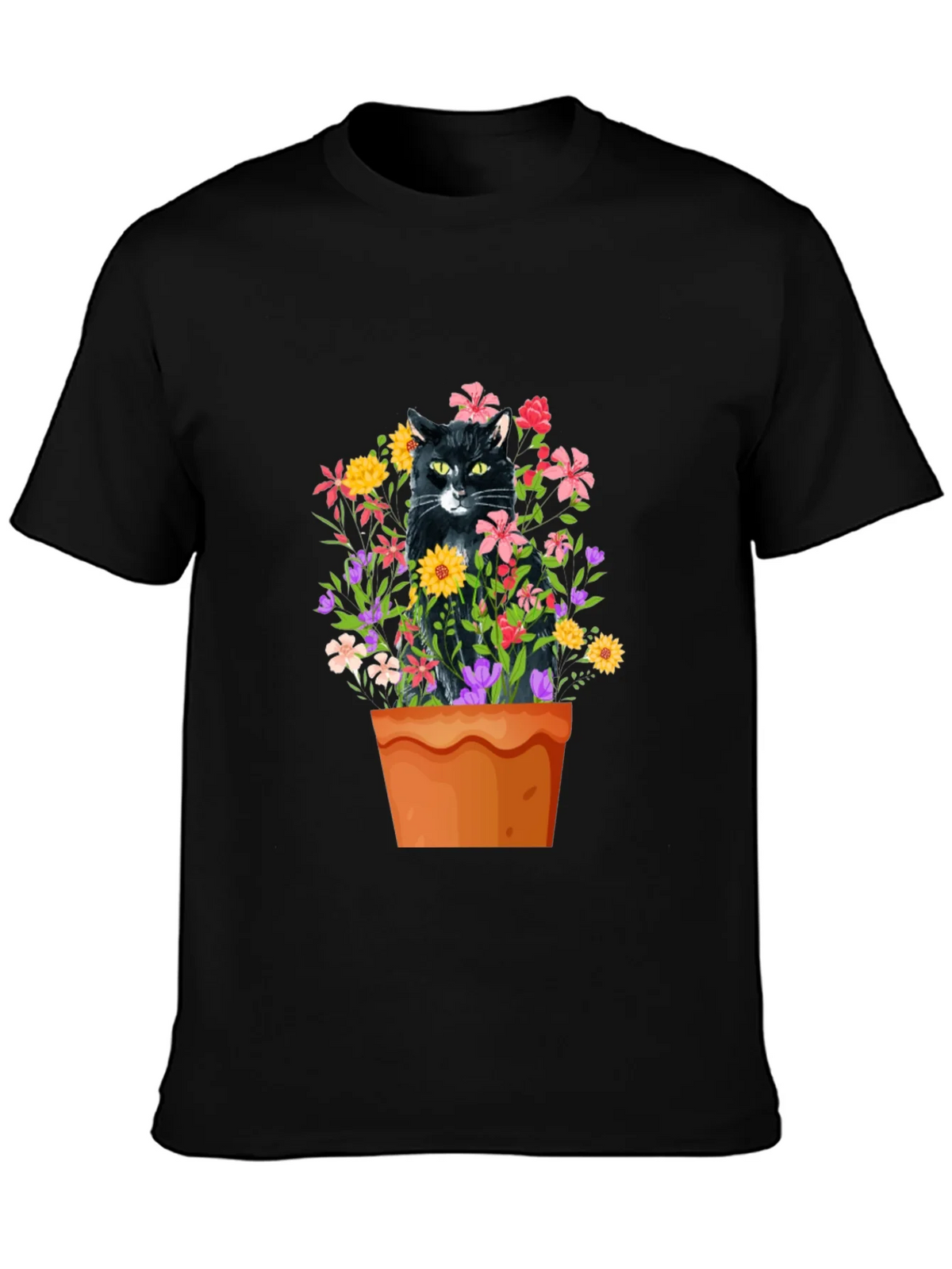 Cat in Flowerpot Graphic Tee product image 3
