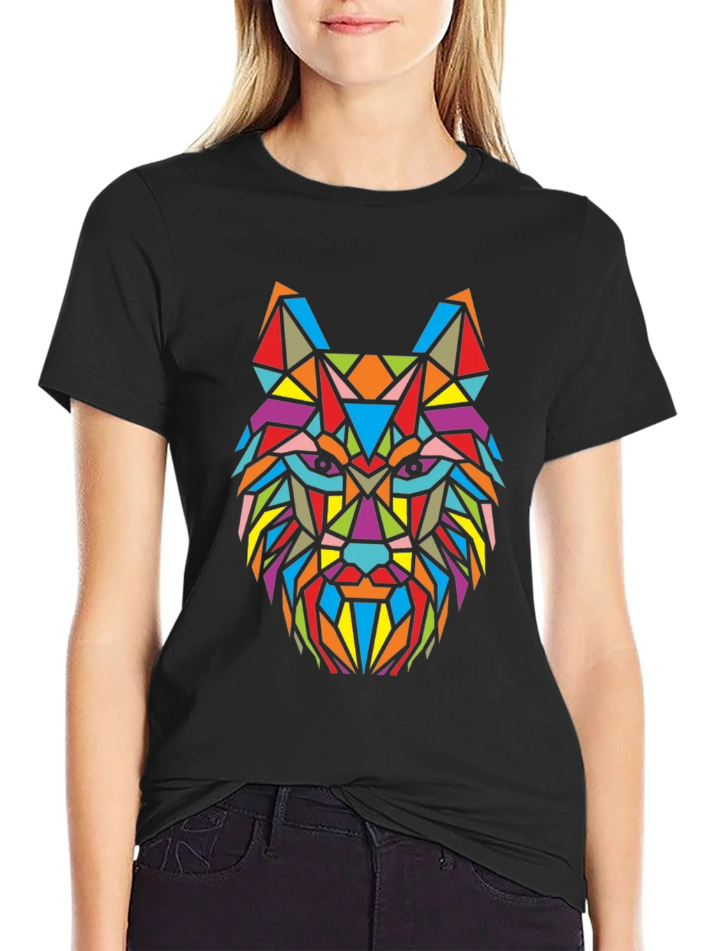 Geometric Wolf Graphic T-Shirt - Bold Colorful Design product image 2