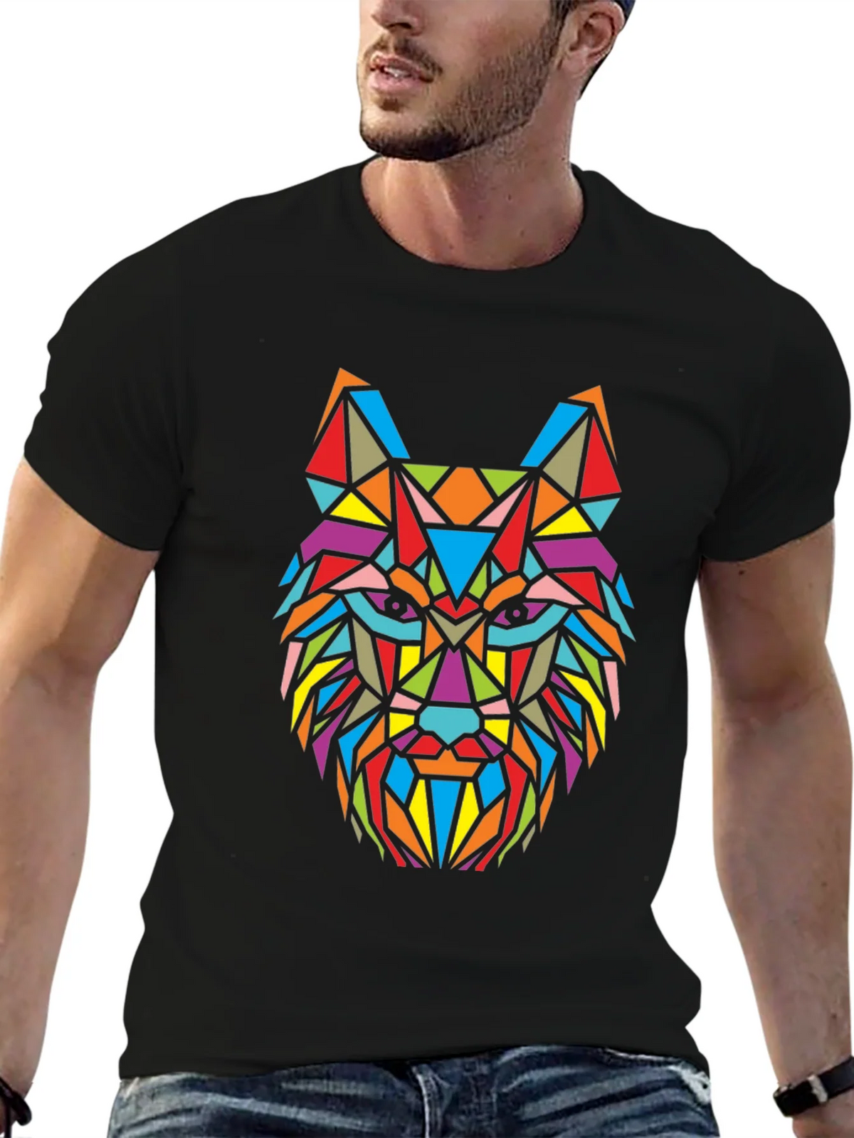 Geometric Wolf Graphic T-Shirt - Bold Colorful Design product image 6