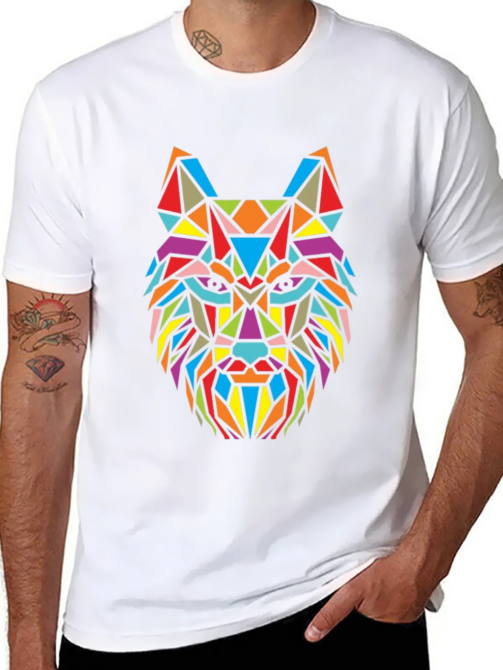 Geometric Wolf Graphic T-Shirt - Bold Colorful Design product image 7