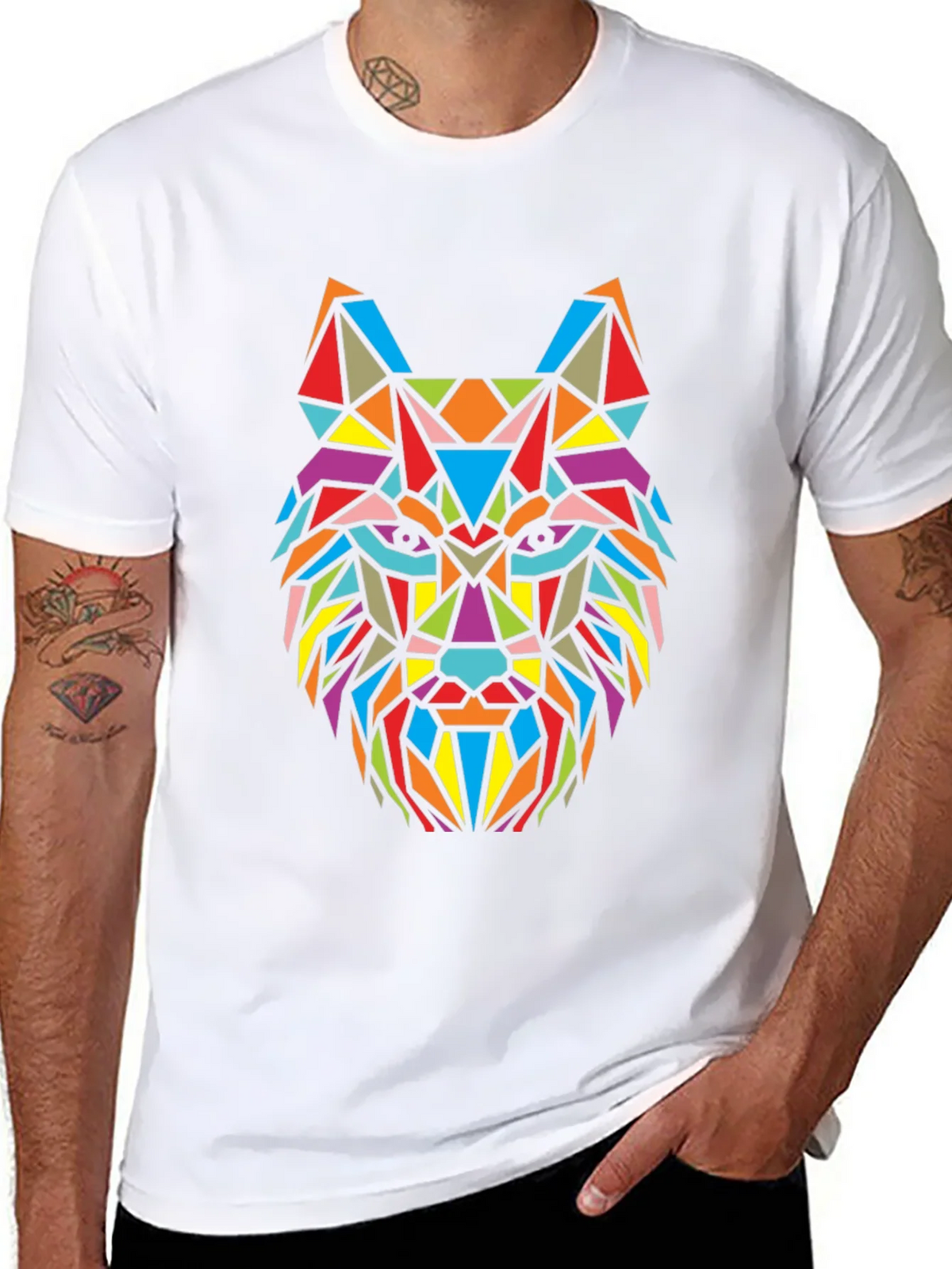 Geometric Wolf Graphic T-Shirt - Bold Colorful Design product image 7