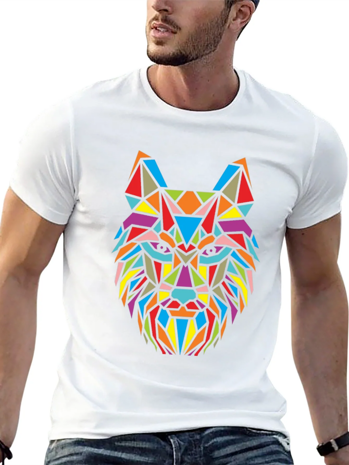 Geometric Wolf Graphic T-Shirt - Bold Colorful Design product image 12