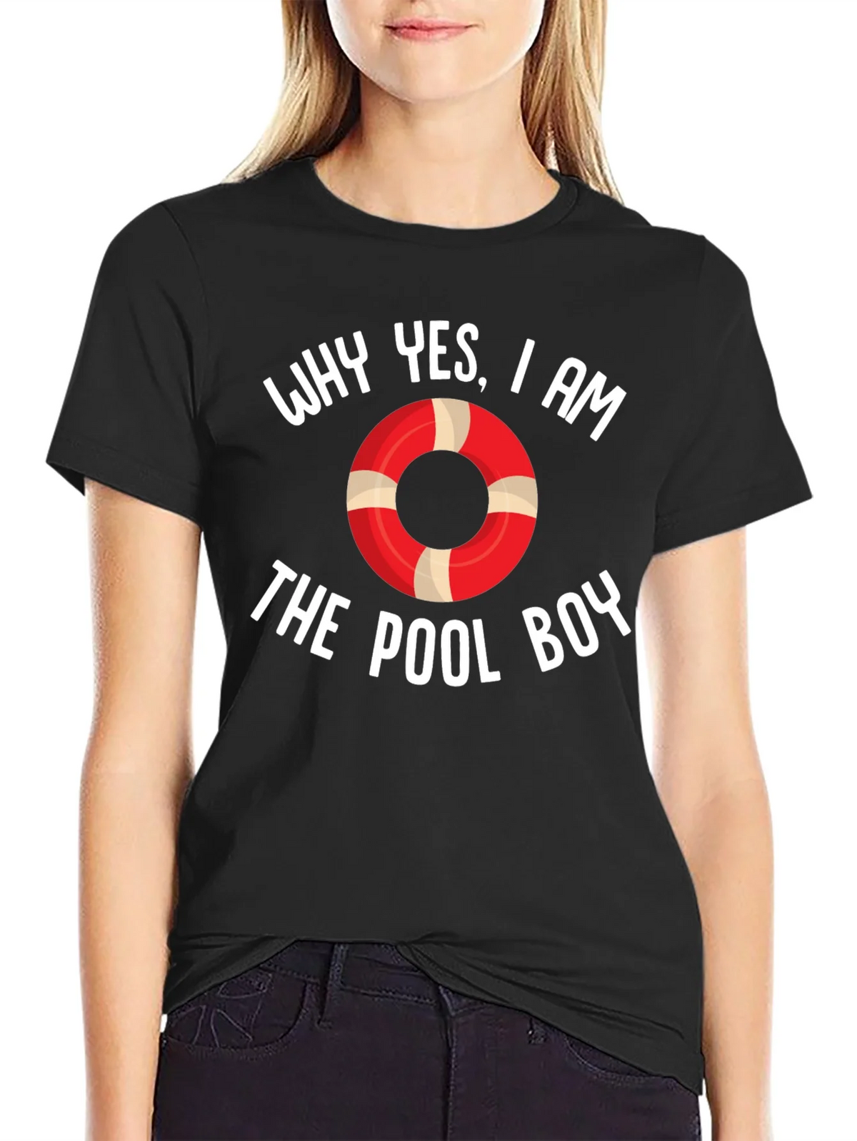 Pool Boy Graphic T-Shirt - Black Cotton Blend Tee