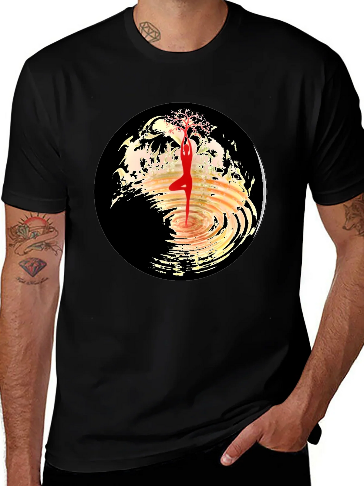 Yoga Tree Pose Graphic Tee - Black product image 1