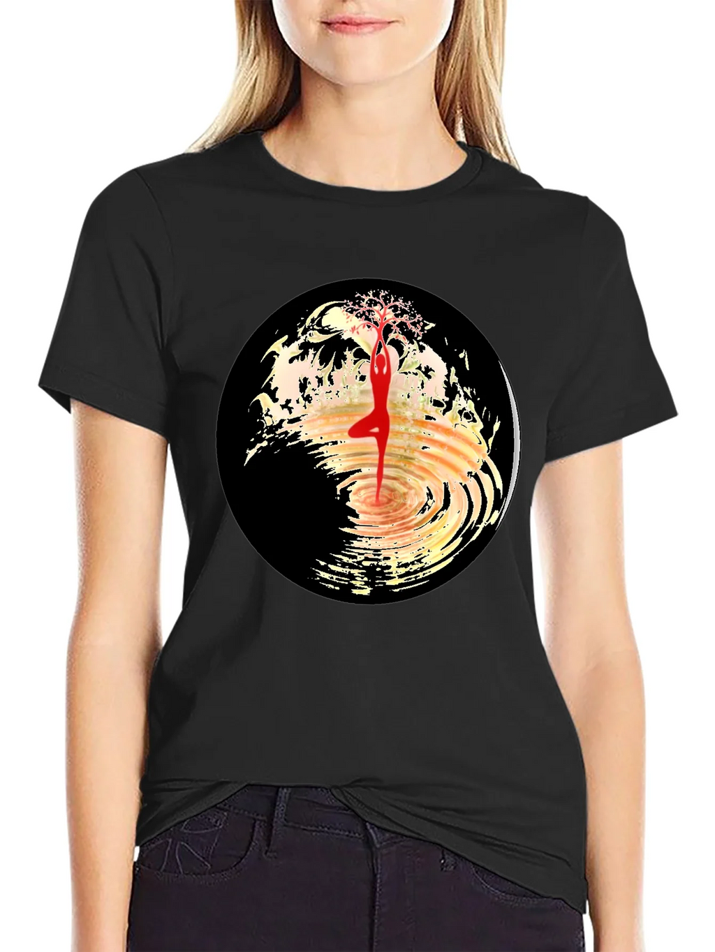 Yoga Tree Pose Graphic Tee - Black product image 2