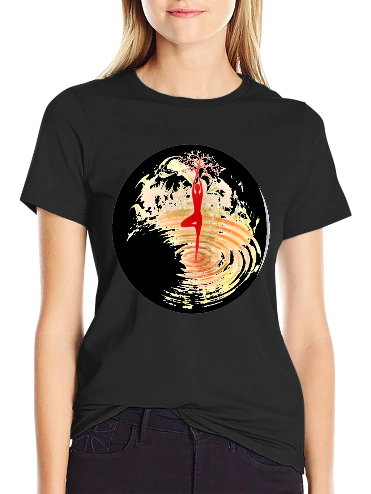 Yoga Tree Pose Graphic Tee - Black product image 2