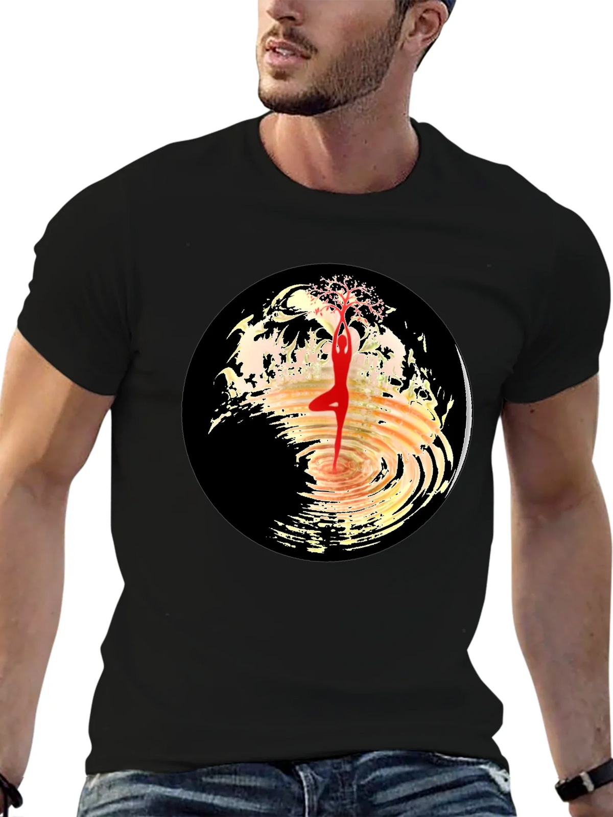 Yoga Tree Pose Graphic Tee - Black product image 6