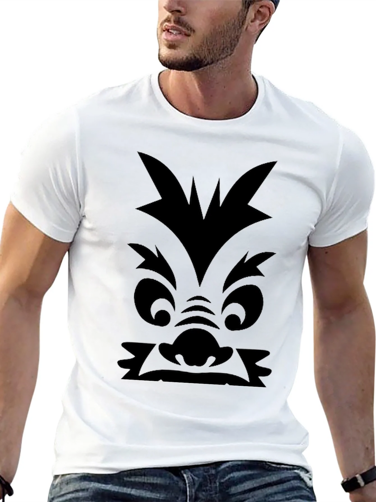 Monster Face Graphic Print Black T-Shirt product image 8