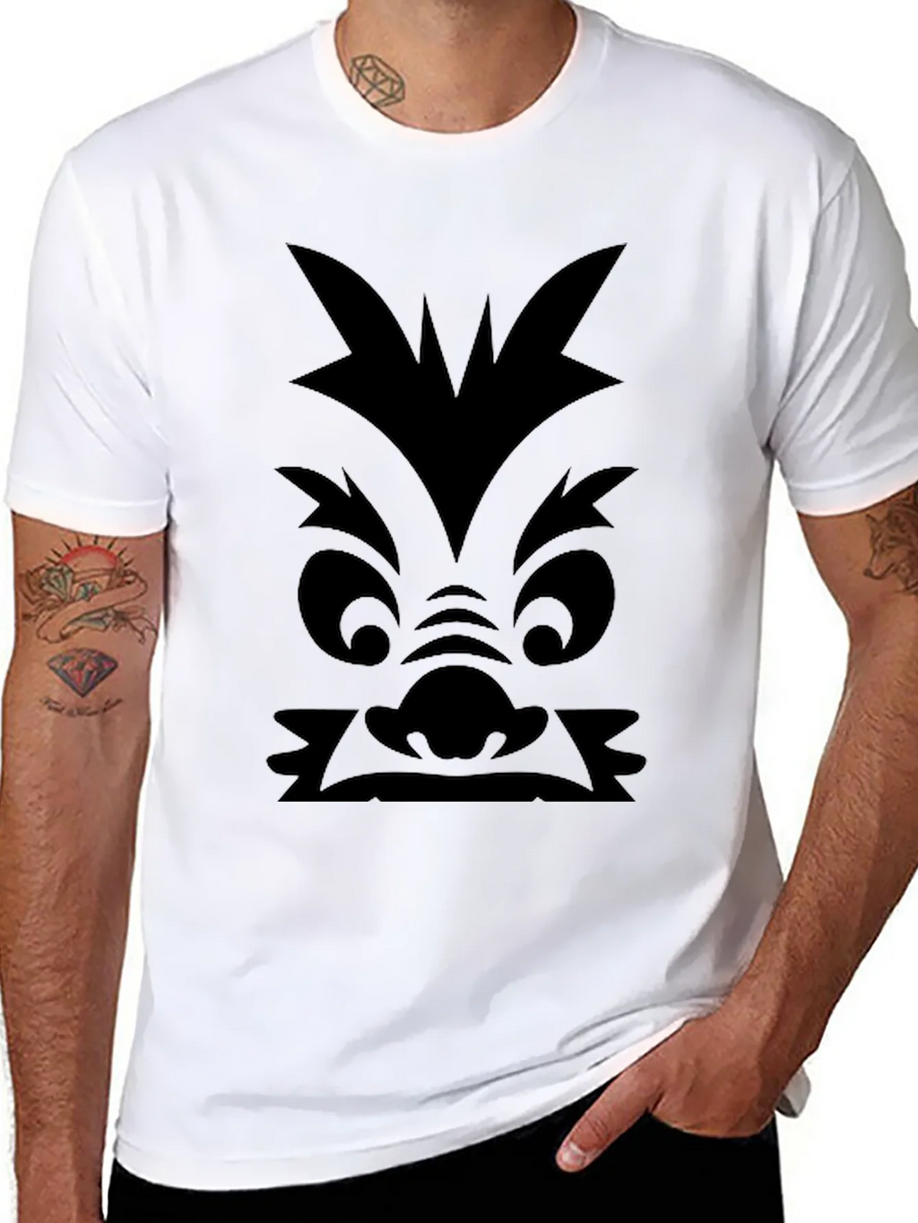 Monster Face Graphic Print Black T-Shirt product image 3
