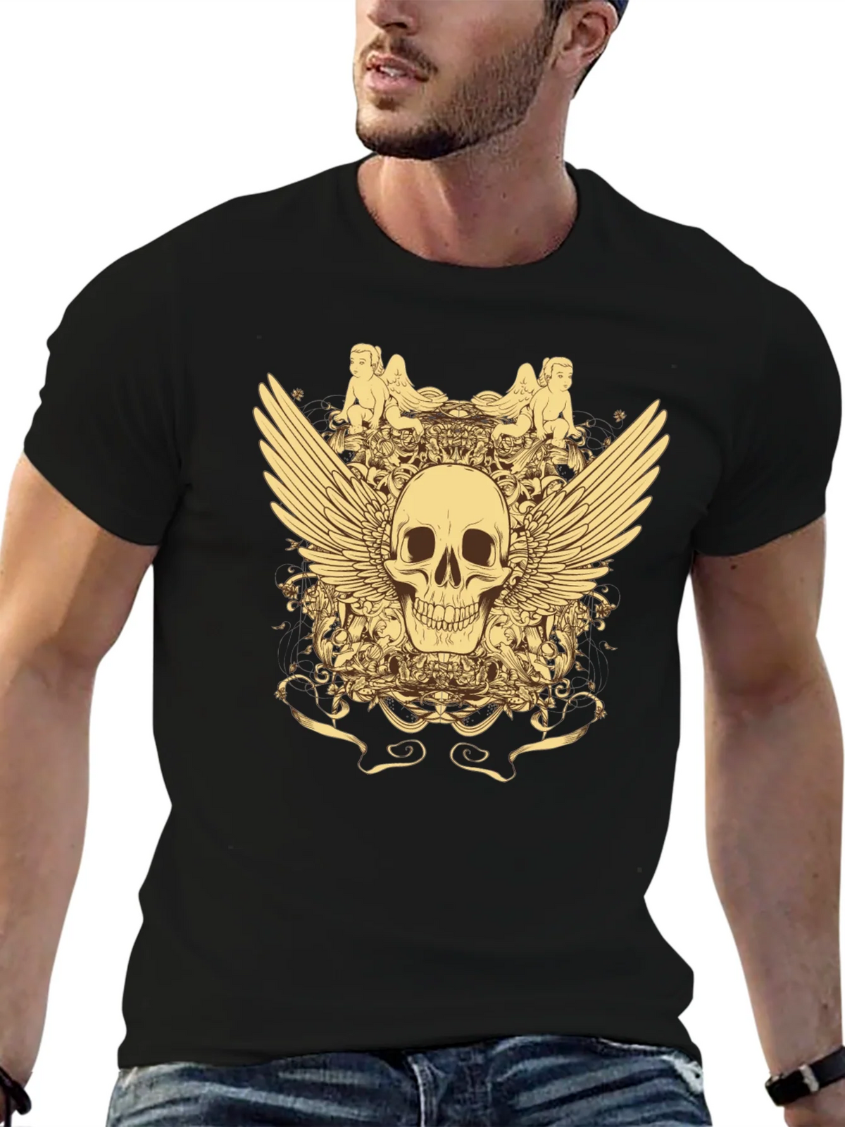 Skull & Wings Graphic T-Shirt - Black product image 6