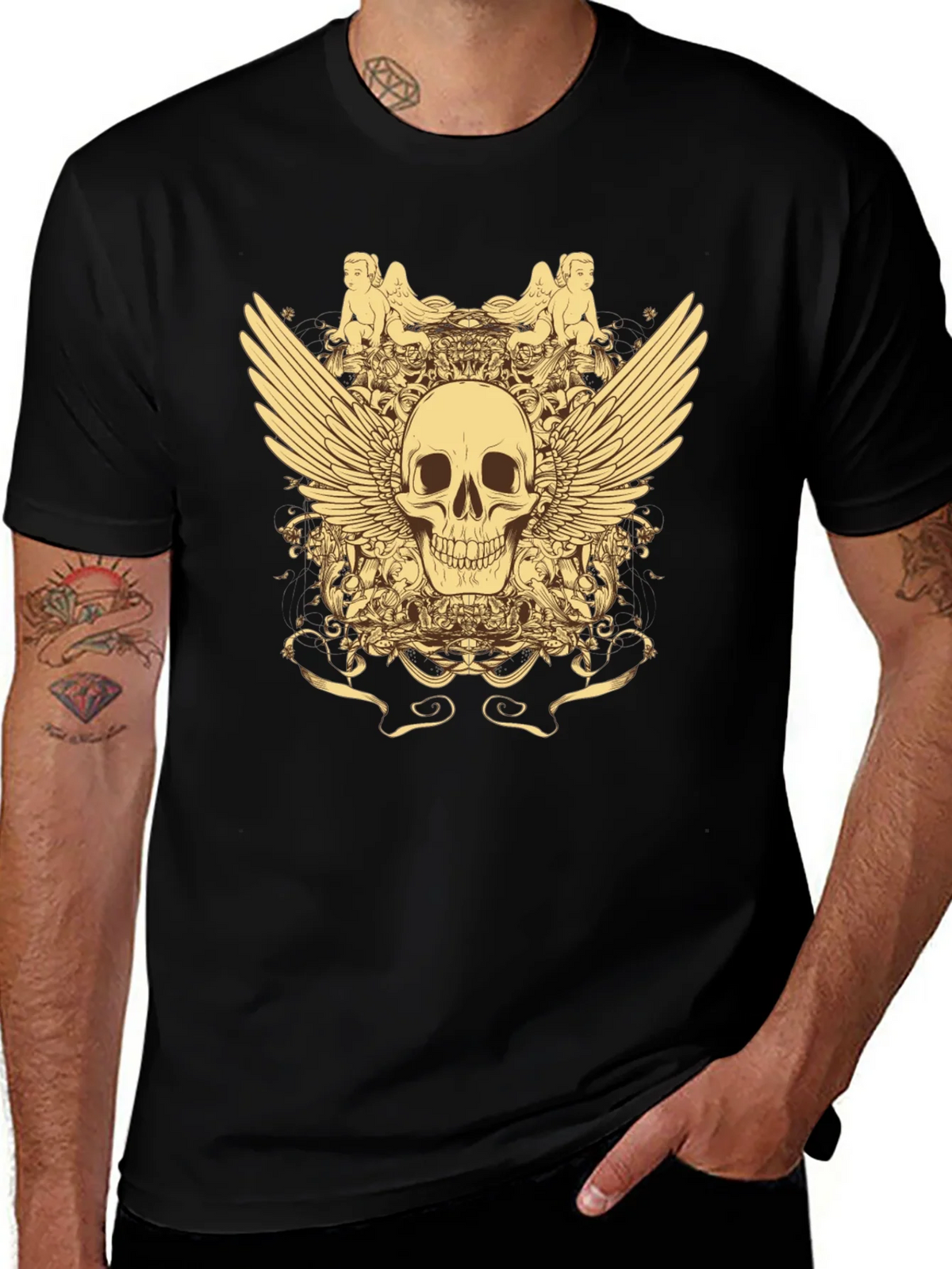 Skull & Wings Graphic T-Shirt - Black product image 1