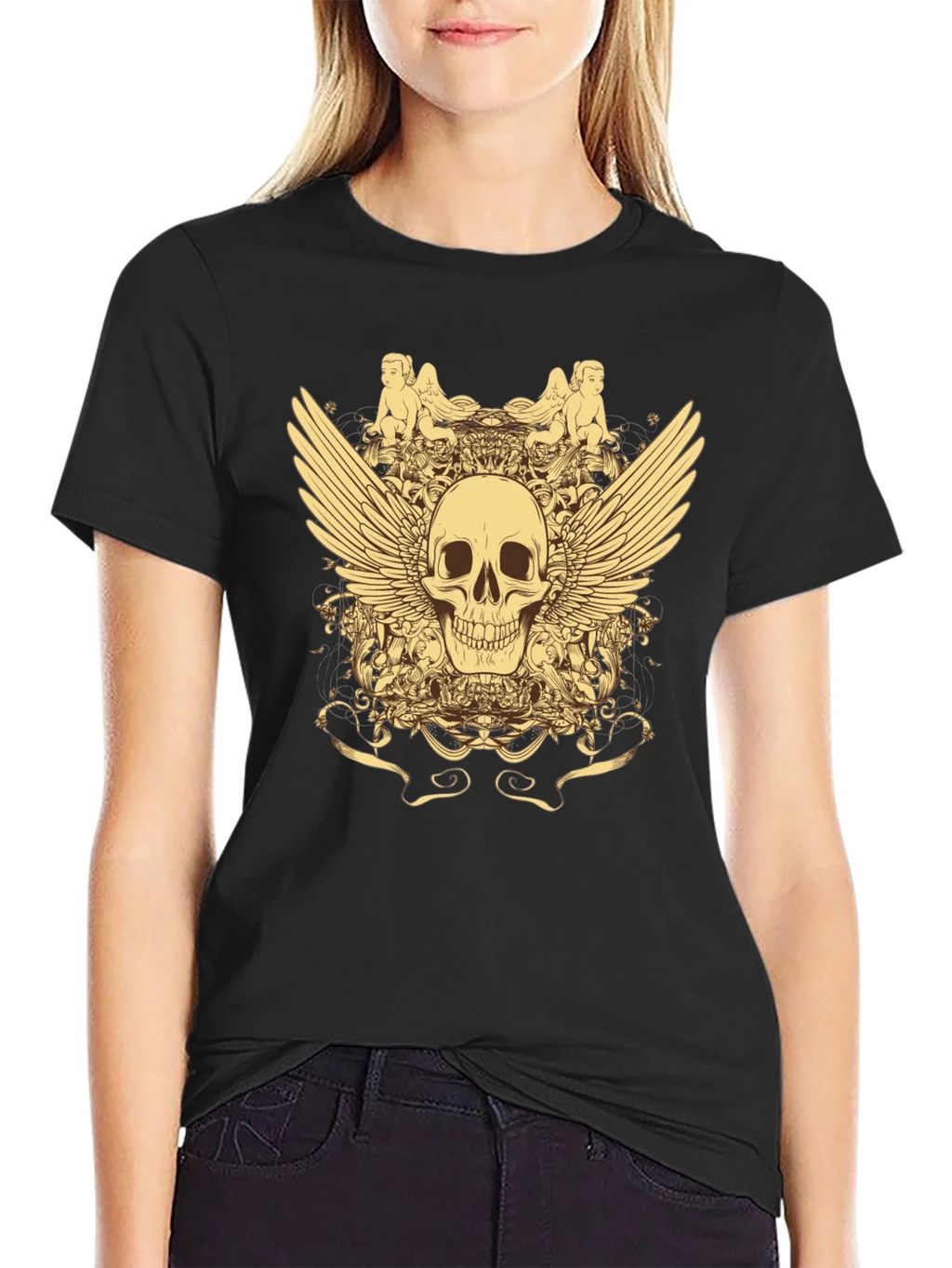 Skull & Wings Graphic T-Shirt - Black product image 2