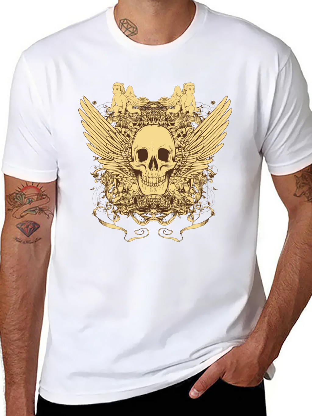 Skull & Wings Graphic T-Shirt - Black product image 7