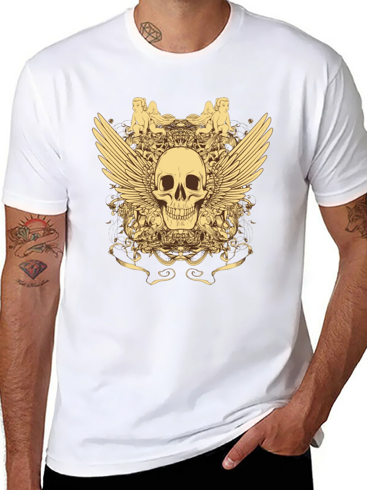 Skull & Wings Graphic T-Shirt - Black product image 7