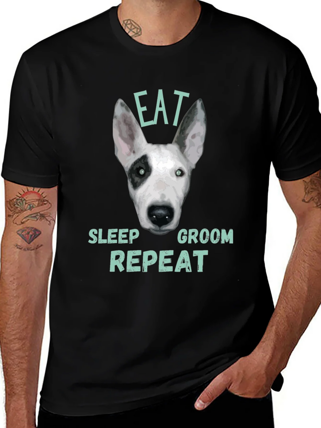 Eat Sleep Groom Repeat Dog T-Shirt product image 1