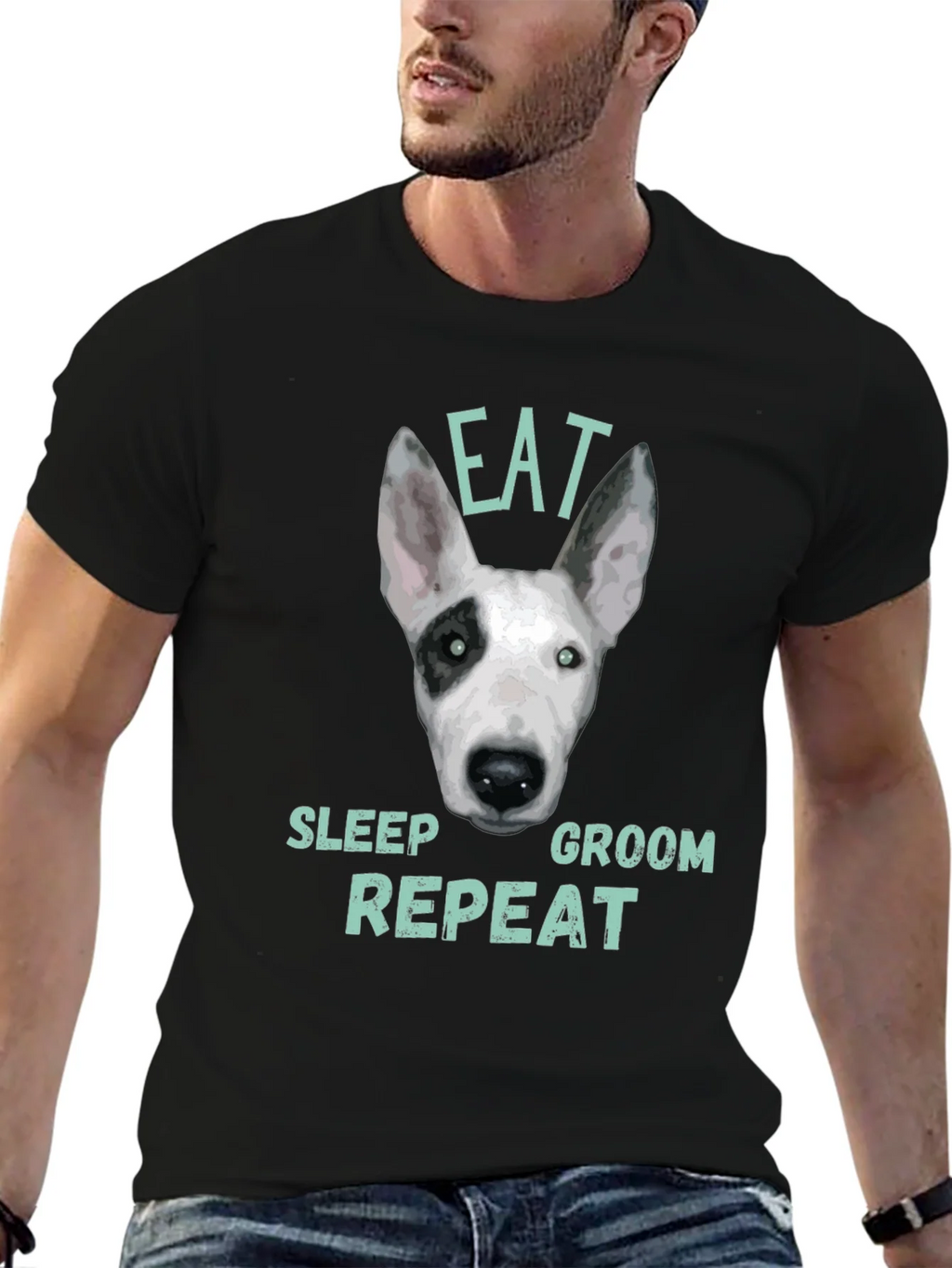 Eat Sleep Groom Repeat Dog T-Shirt product image 6