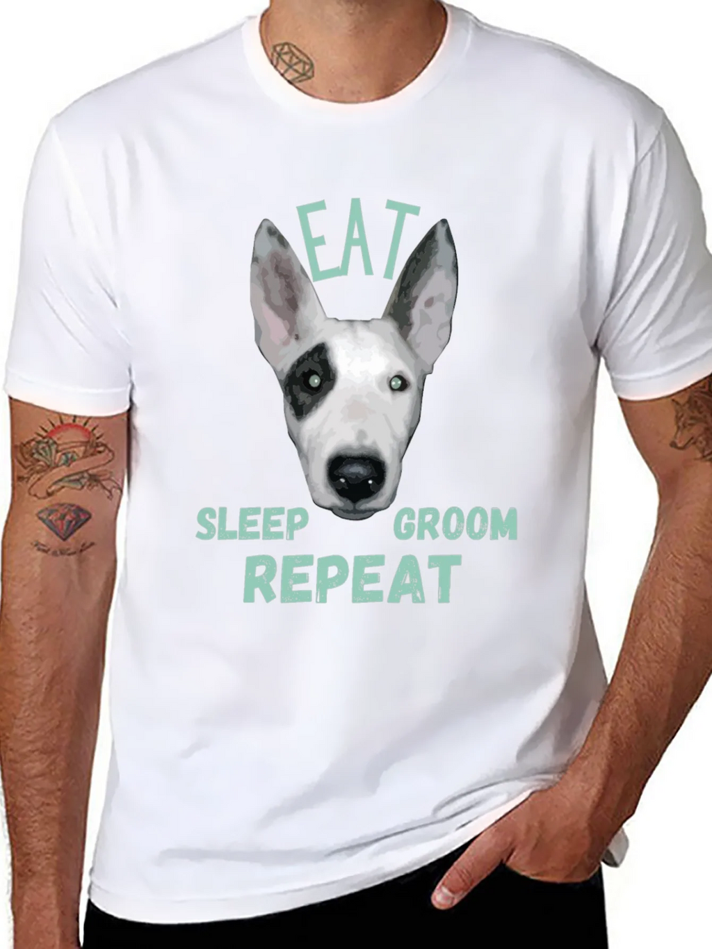 Eat Sleep Groom Repeat Dog T-Shirt product image 7