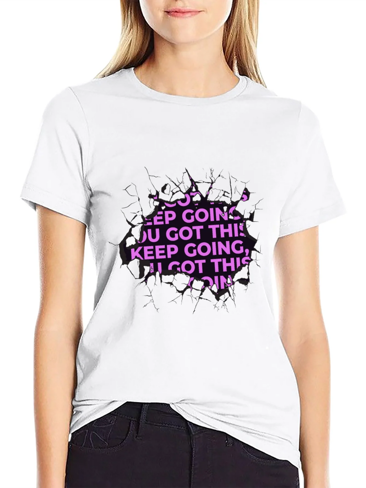 Motivational Keep Going Graphic Black T-Shirt product image 8