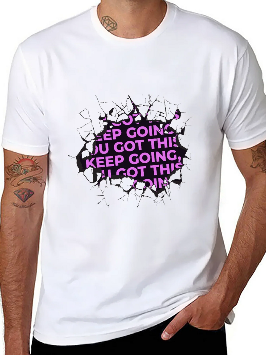 Motivational Keep Going Graphic Black T-Shirt product image 7