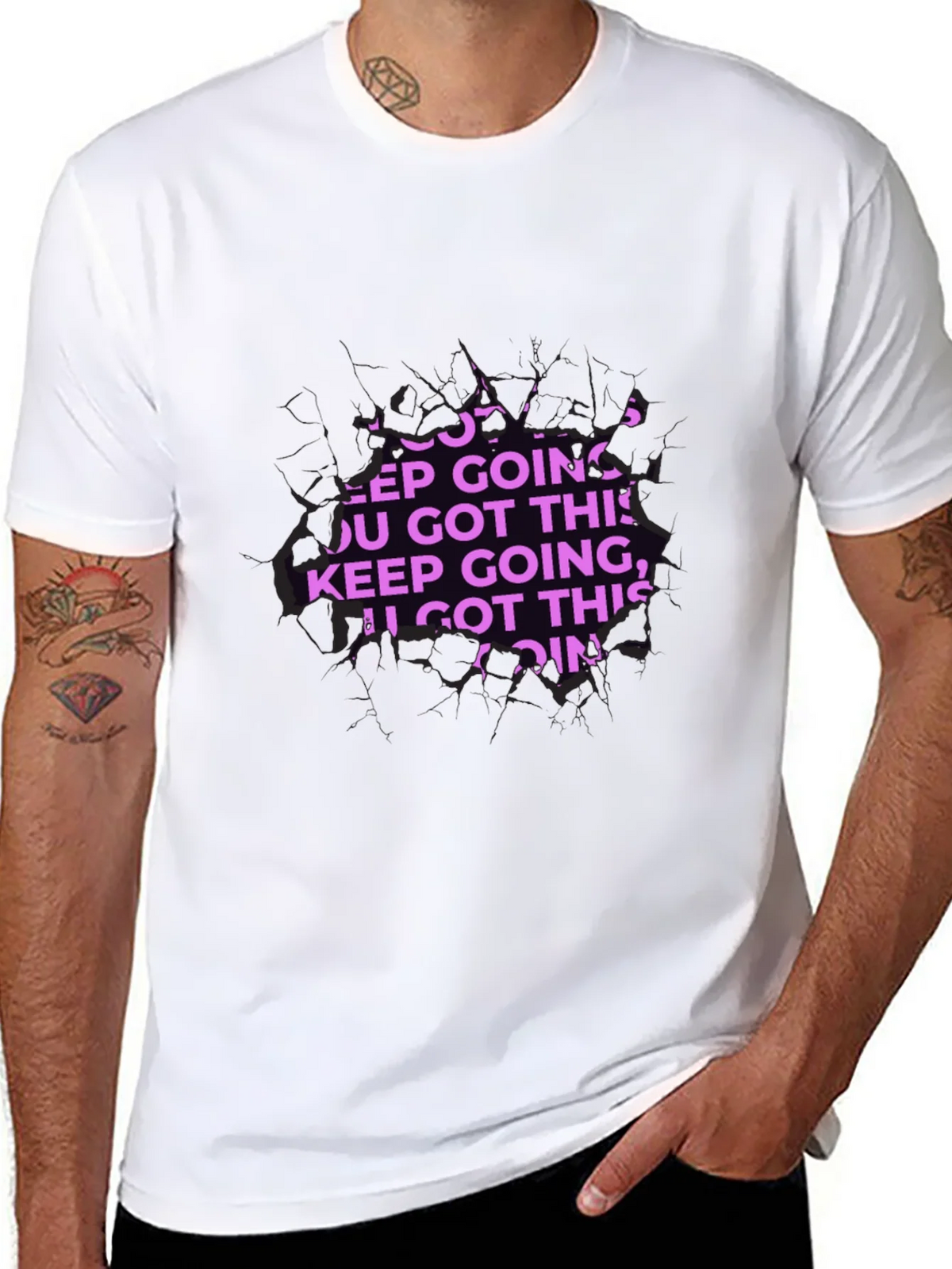Motivational Keep Going Graphic Black T-Shirt product image 7