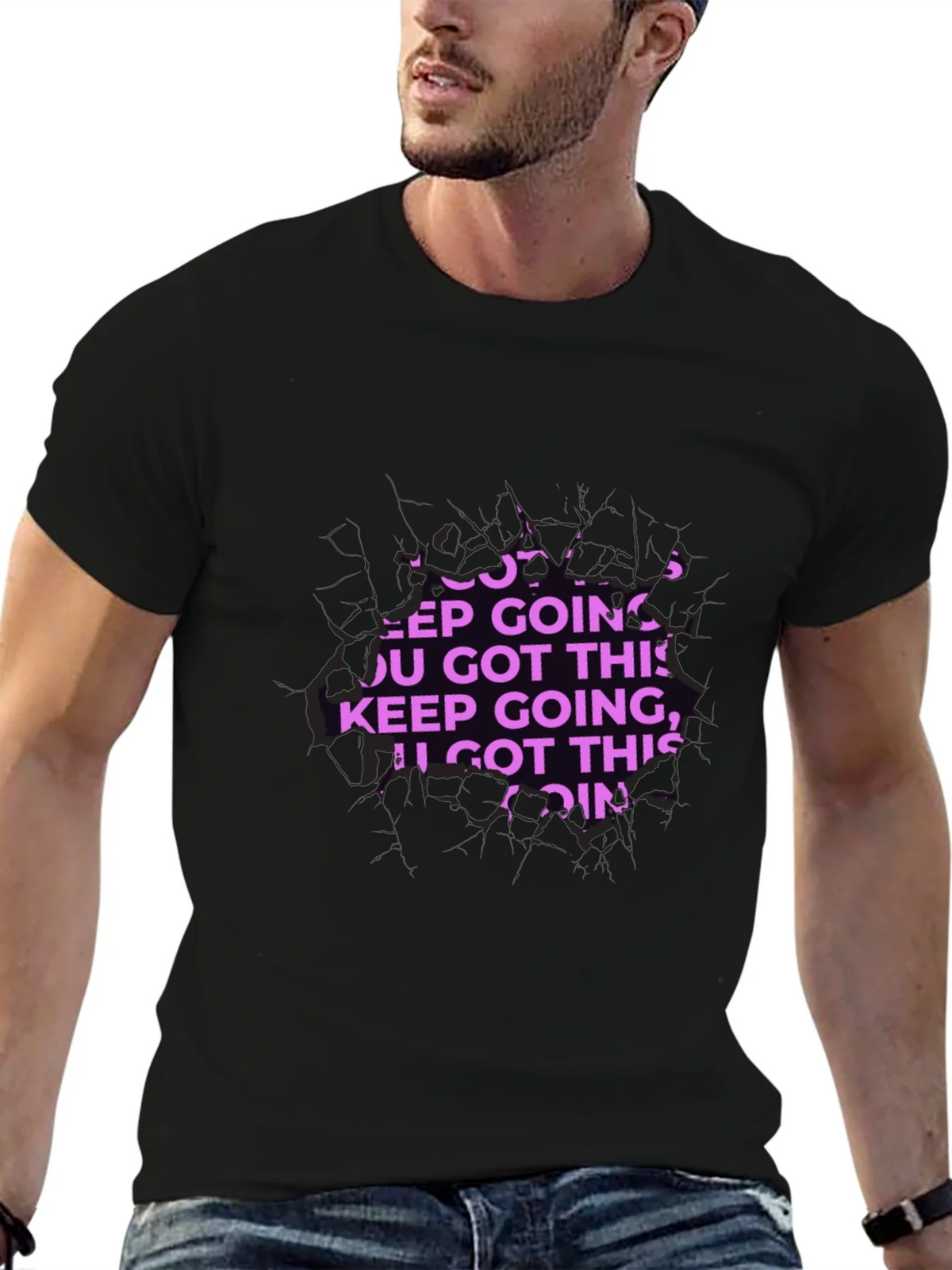 Motivational Keep Going Graphic Black T-Shirt product image 6