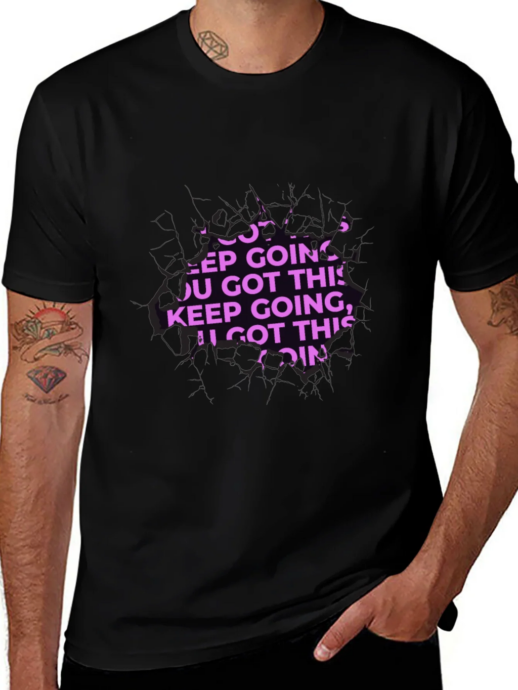 Motivational Keep Going Graphic Black T-Shirt product image 1