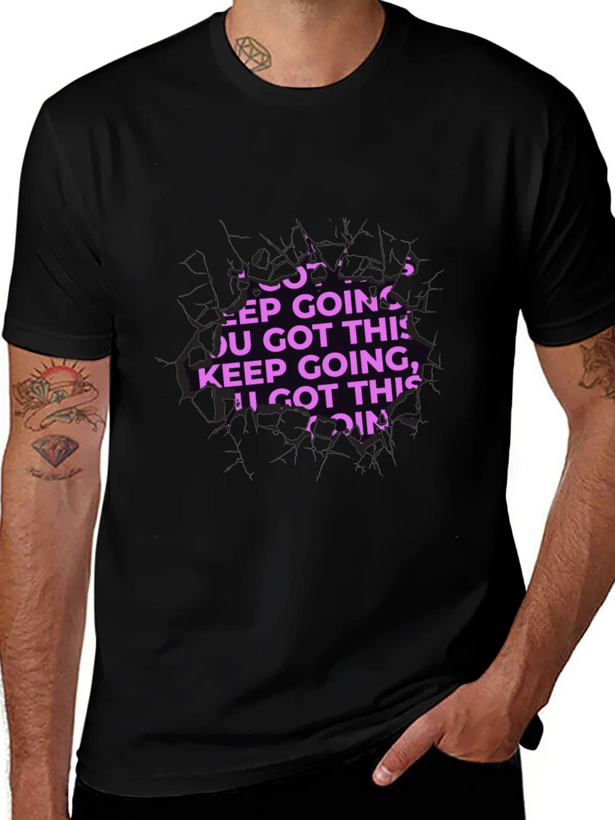 Motivational Keep Going Graphic Black T-Shirt product image 1