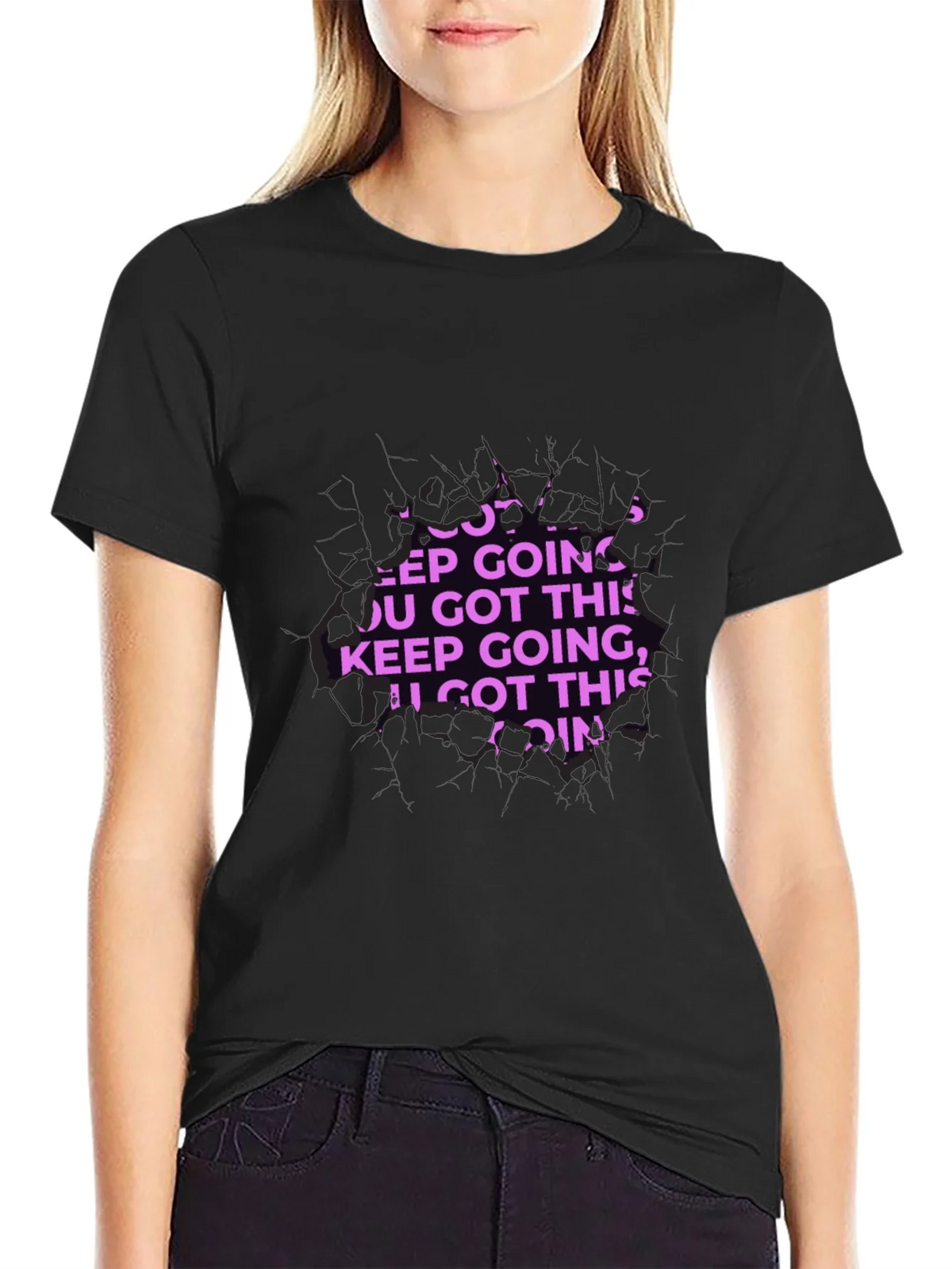 Motivational Keep Going Graphic Black T-Shirt product image 2