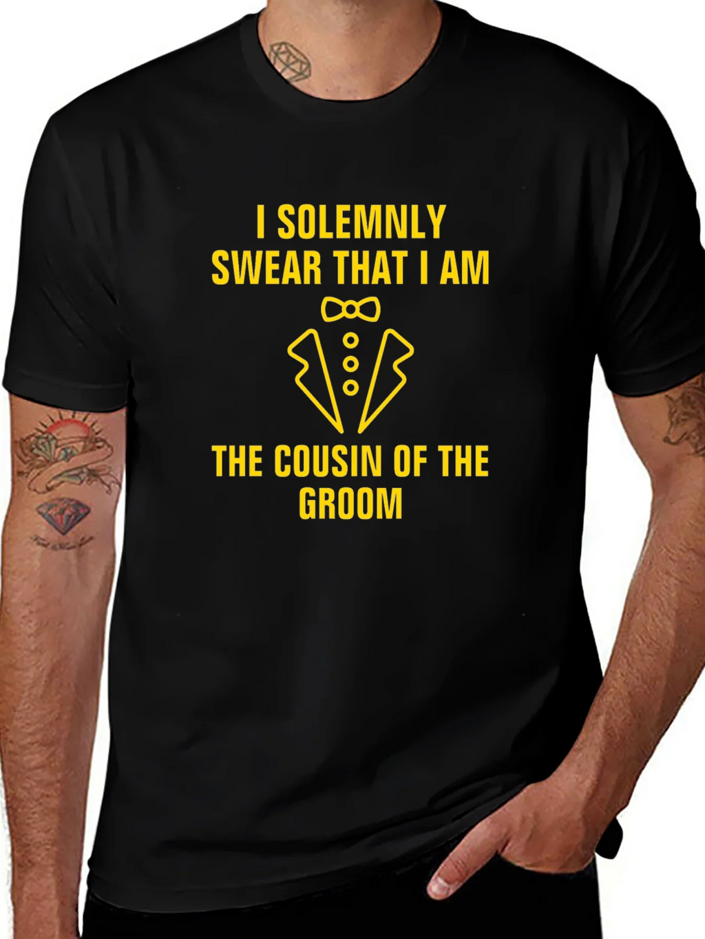 Cousin of the Groom Black Graphic T-Shirt product image 1