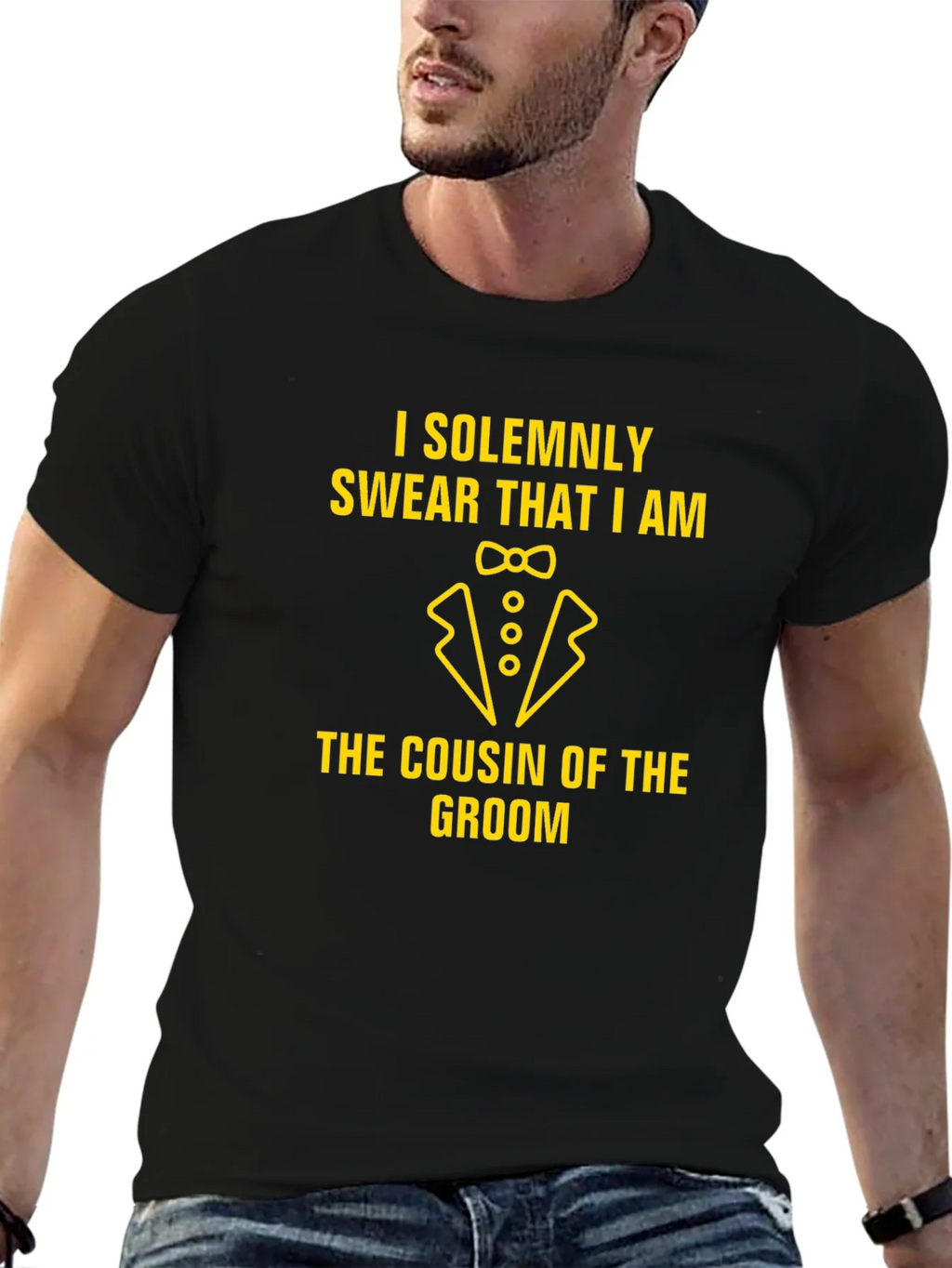 Cousin of the Groom Black Graphic T-Shirt product image 6