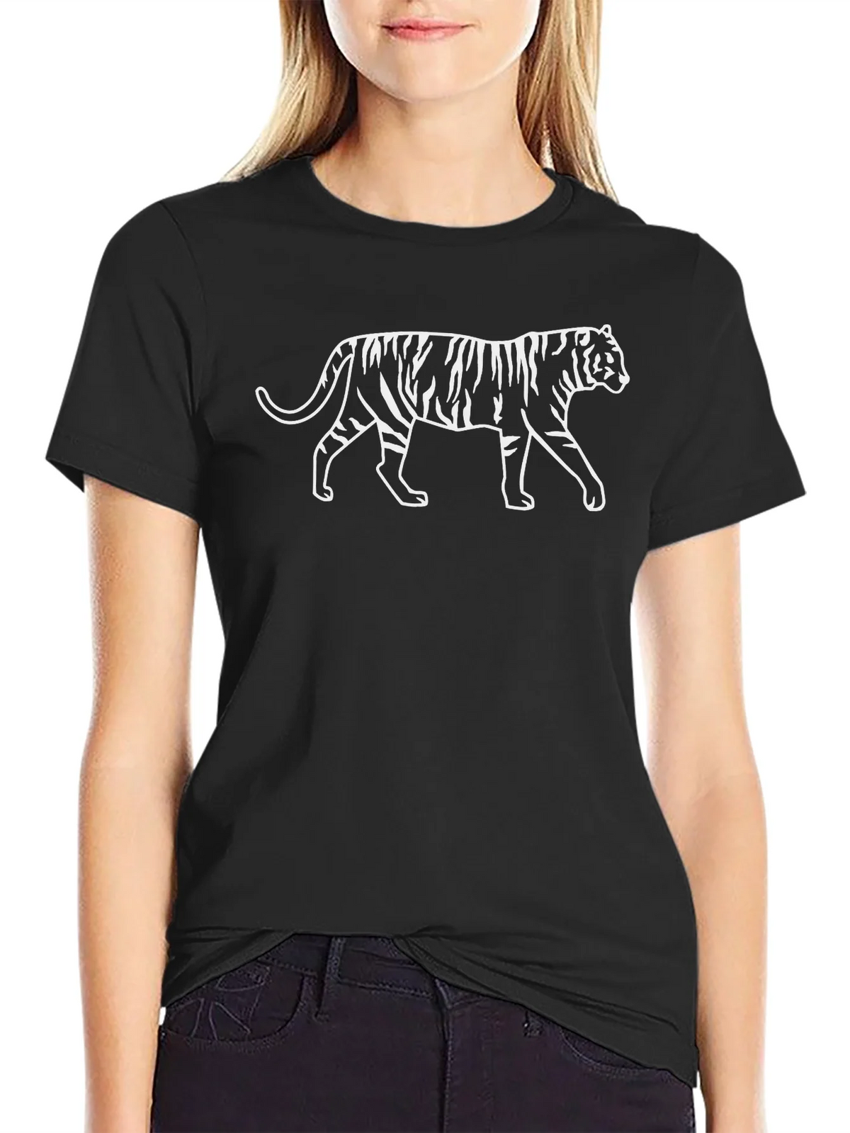 Striking Tiger Graphic Tee - Black Cotton Shirt product image 1