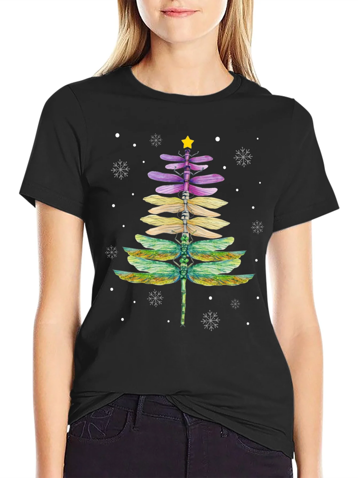 Dragonfly Christmas Tree T-Shirt product image 2