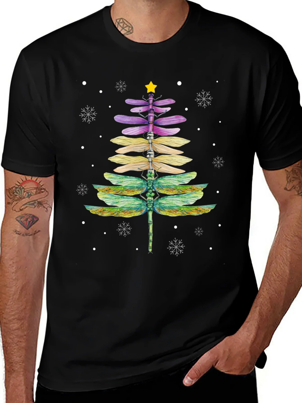 Dragonfly Christmas Tree T-Shirt product image 1