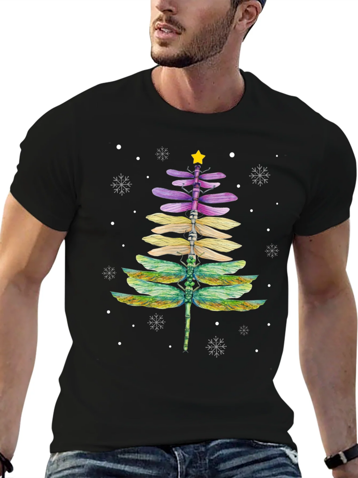 Dragonfly Christmas Tree T-Shirt product image 6