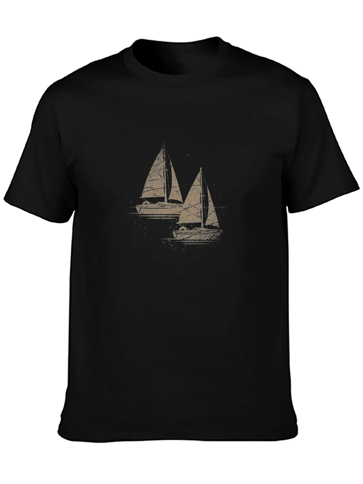 Sailboat Graphic Tee - Mens Black Cotton T-Shirt product image 3